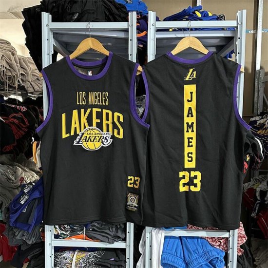 NBA 23 James Lakers Maillot noir brodé